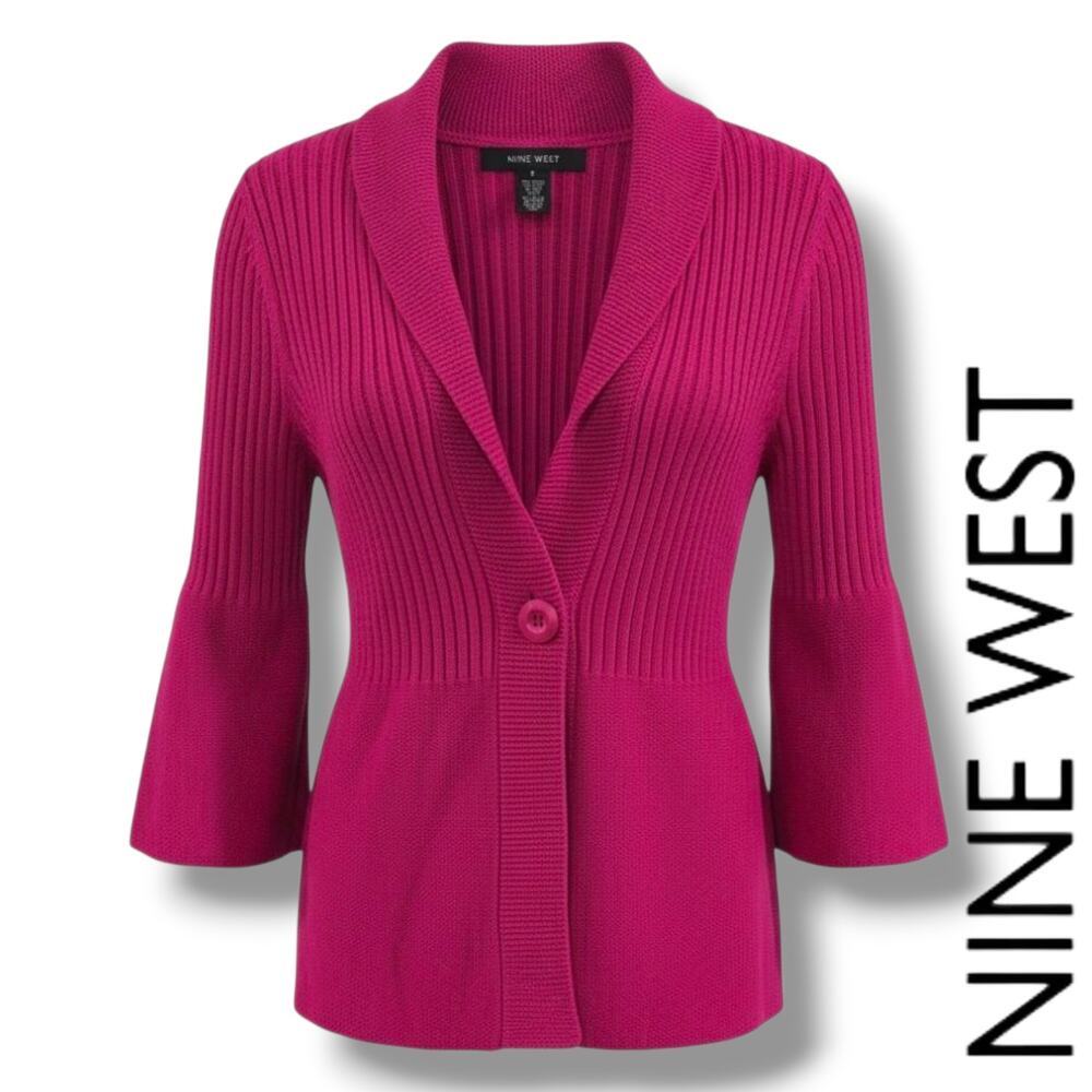 Nine West Women’s Fuchsia Ribbed Knit Cardigan – Gently Used size small - Picture 6 of 6